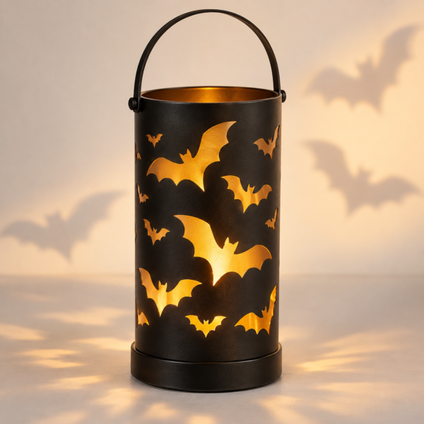 Bat Silhouette Metal Lantern