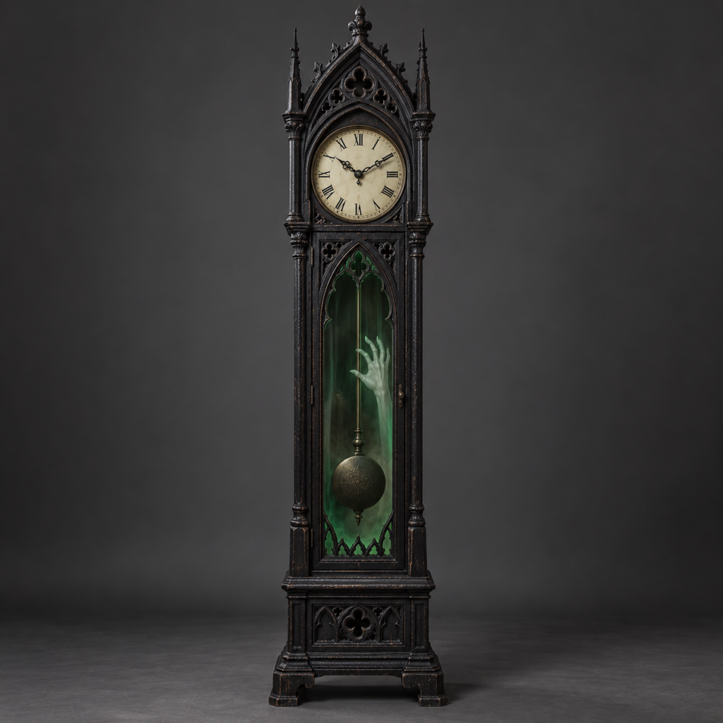 Haunted Grandfather Clock with Ghostly Glow
