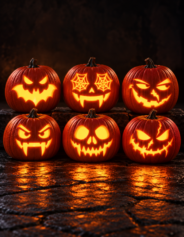 Spooky Faces Jack-O'-Lantern Set of 6