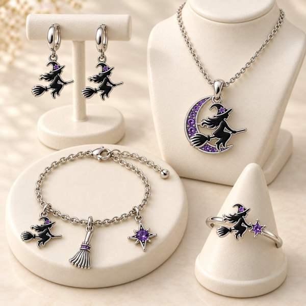 Witch & Moon Charm Jewelry Set