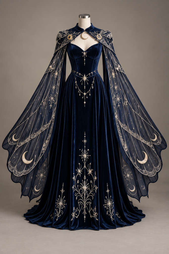 Celestial Moth Wing Velvet Gown Costume