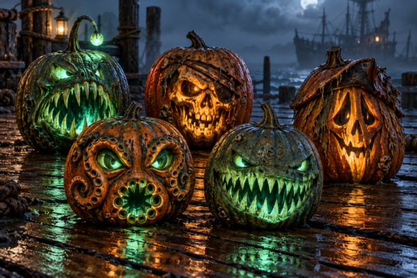 Sea Monsters Light-Up Pumpkin Set (5 Pieces)