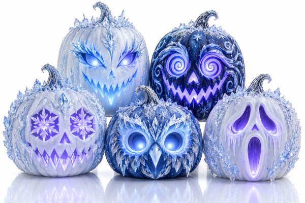 Frosted Phantoms Icy Light-Up Pumpkin Set (5 Pieces)